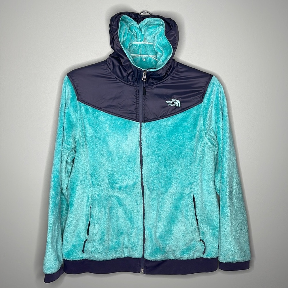 The North Face Hoodie Fleece Full Zip Jacket Blue Gray Womens Sz XL!